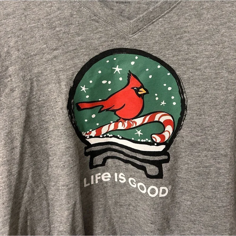 Life Is Good Gray Shirt with Festive Design